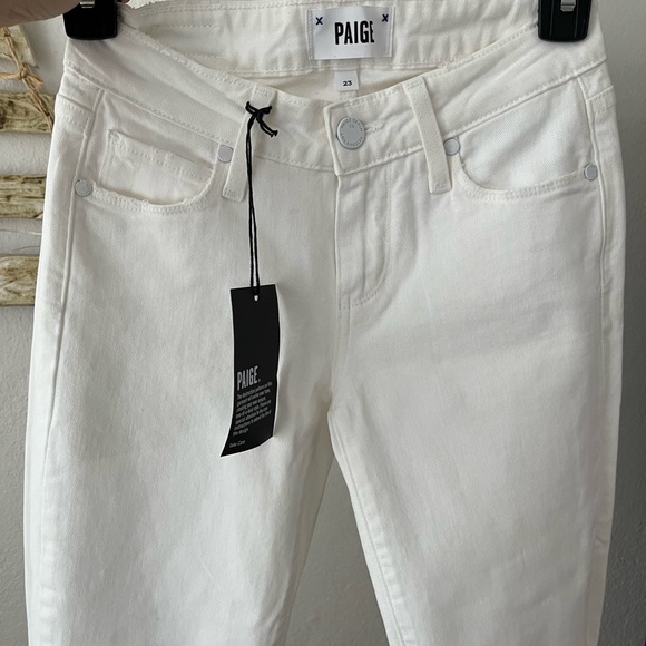 Paige Verdugo Ankle w/Raw Hem Distressed Optic White Women Pants, SZ 23, NWT - Picture 3 of 12